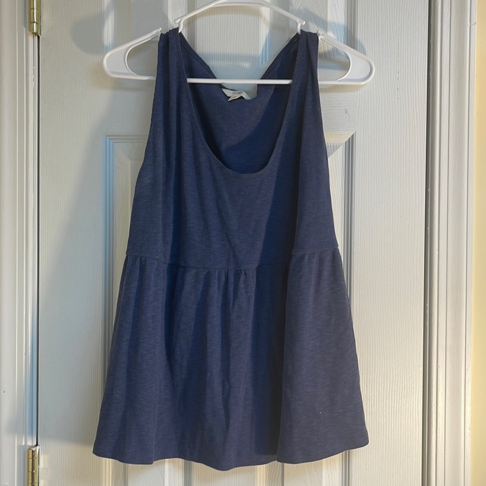Navy Blue Tank Top with Flowing Waistband